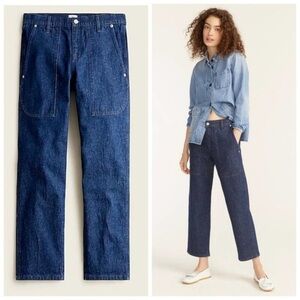 J.Crew High Rise Patch Pocket Straight Leg Jeans Dark Wash Retro